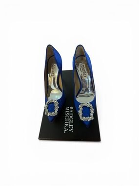 Badgley Mischka Royal Blue Satin Crystal Buckle